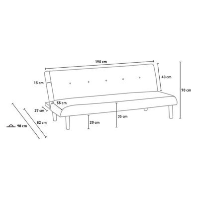 Canapé XL 3 places convertible en tissu Agrifoglio