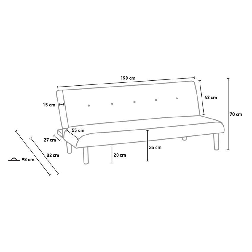 Canapé XL 3 places convertible en tissu Agrifoglio