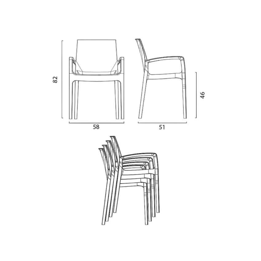 Chaises Ortensia design par Casamati, intérieur/extérieur.