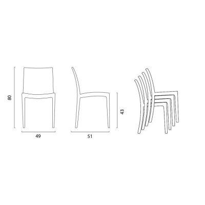 Chaises empilables Casamati pour restaurant Margherita.