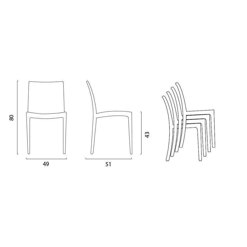 Chaises empilables Casamati pour restaurant Margherita.