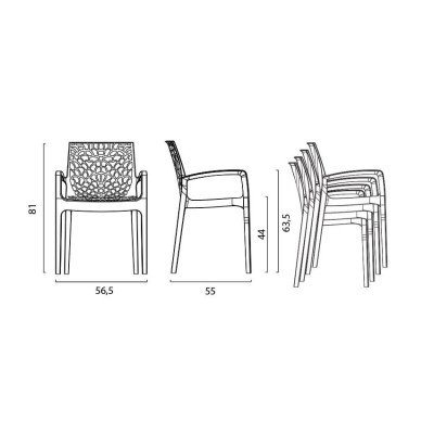 Chaises jardin Hibiscus avec accoudoirs - Casamati