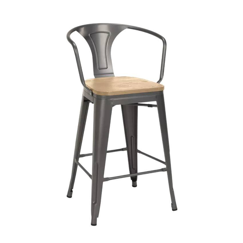 Tabouret rétro Haru en métal et bois - Casamati