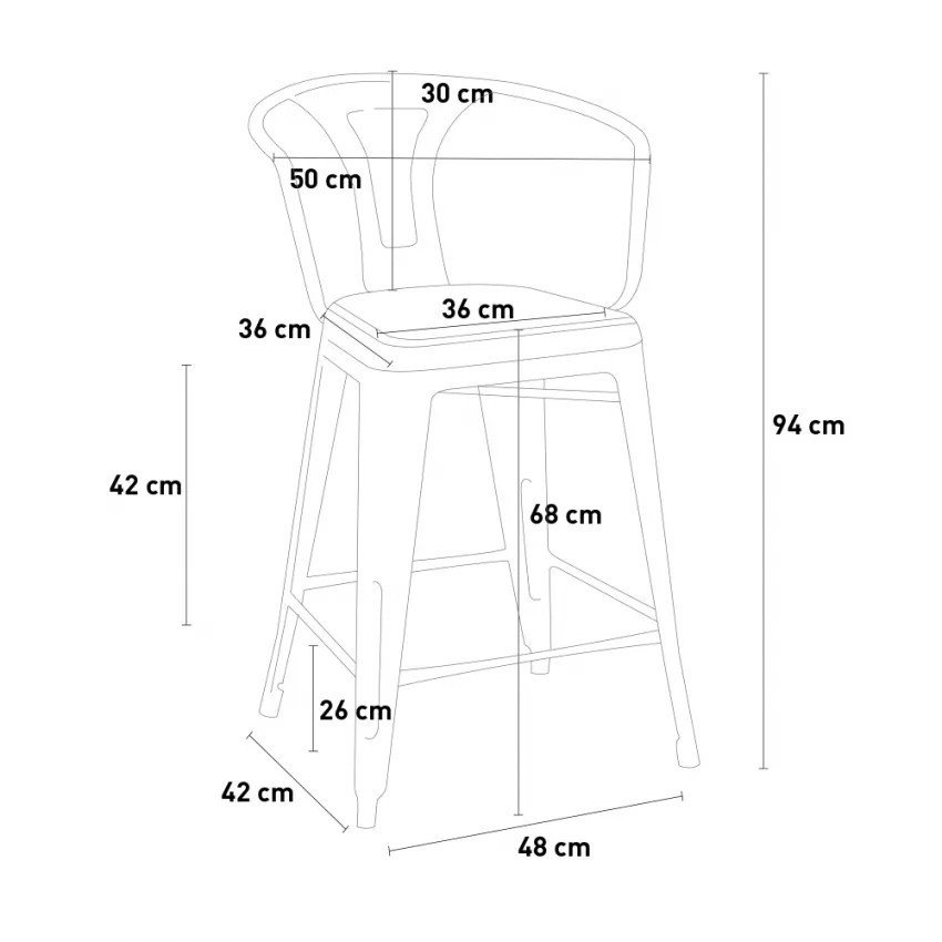 Tabouret rétro Haru en métal et bois - Casamati