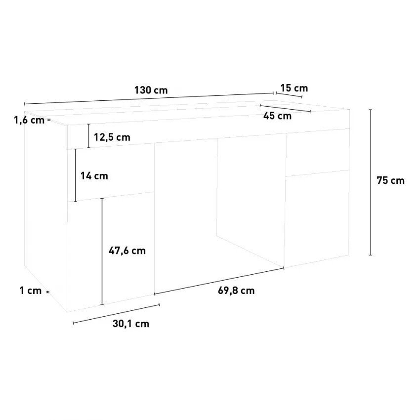 Bureau compact Olivia 130x60 avec plateau - Casamati