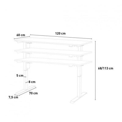 Casamati: Bureau électrique Carmine 120x60, ajustable.