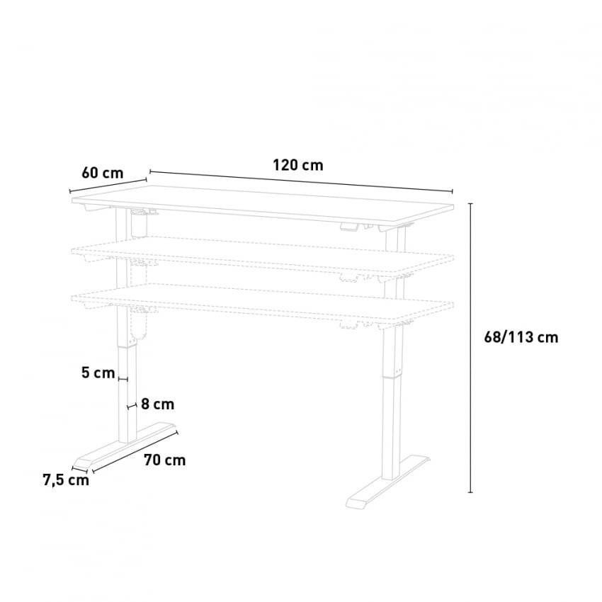 Casamati: Bureau électrique Carmine 120x60, ajustable.