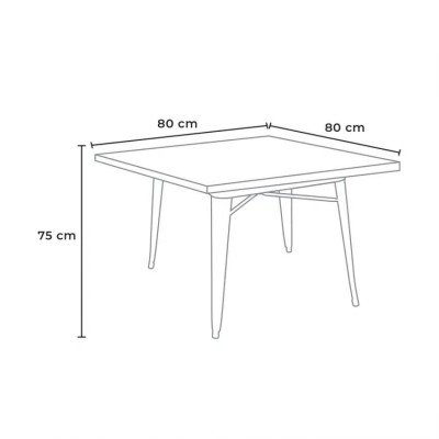 Casamati: Table rétro acier 80x80 pour extérieur Opale