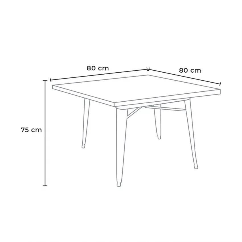 Casamati: Table rétro acier 80x80 pour extérieur Opale