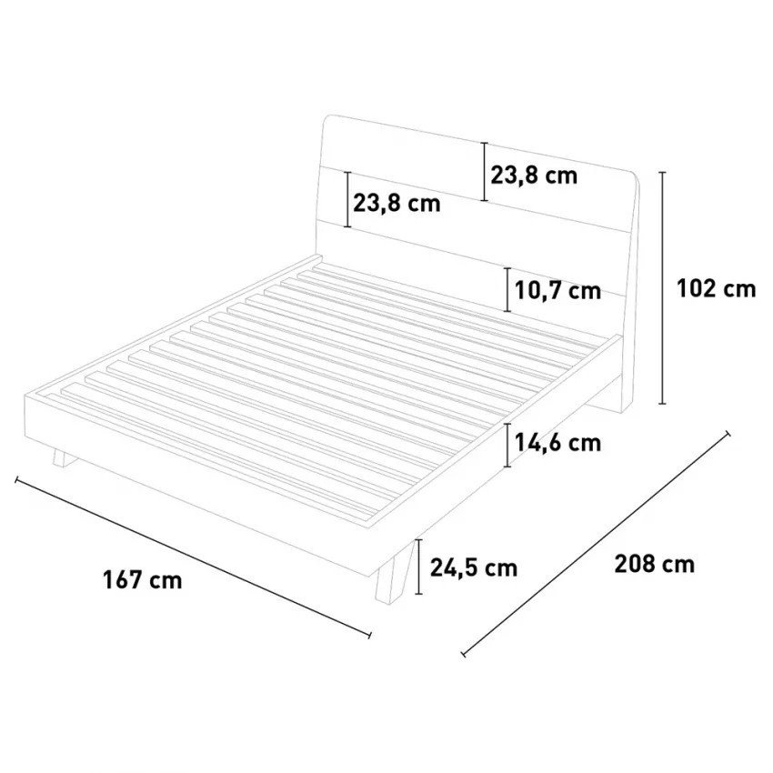 Lit double moderne 160x190 en bois - Casamati