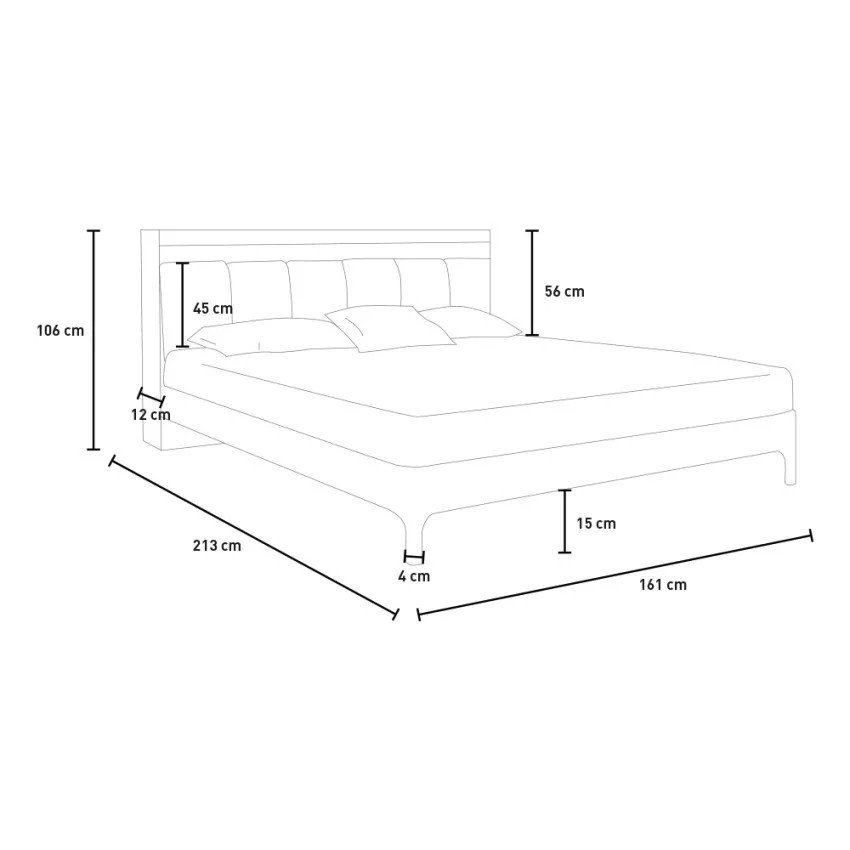 Lit 160x200 LED USB avec coffre - Casamati Riparo