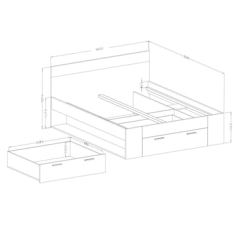 Lit double moderne VitaSerena 160x200 cm - Casamati