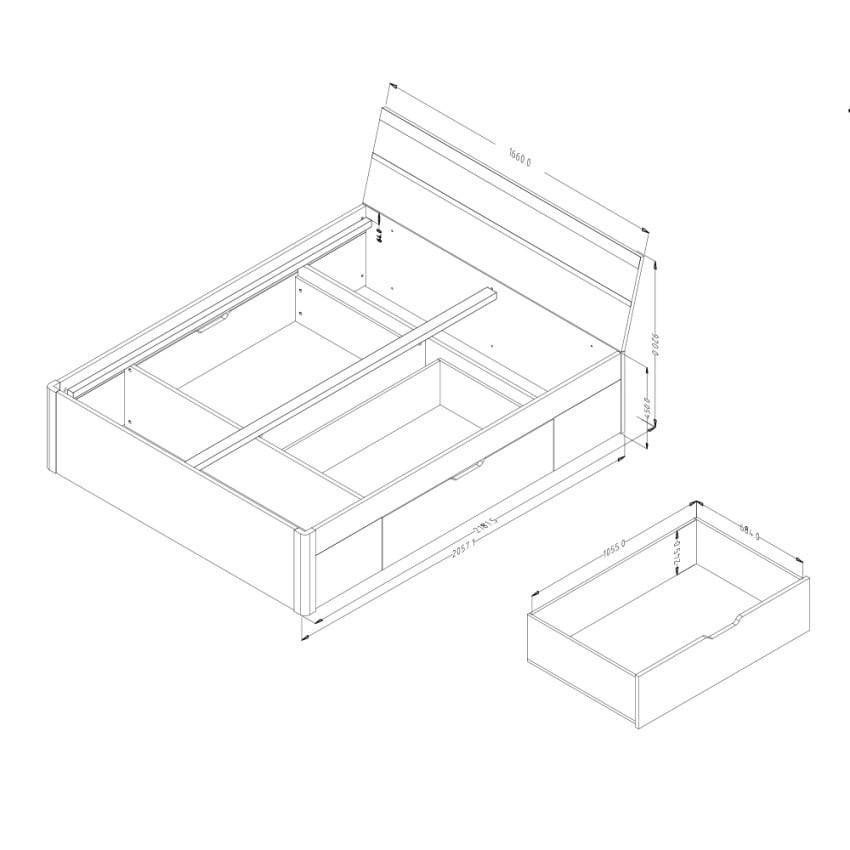 Lit double moderne Lieve 160x200 avec tiroirs - Casamati