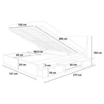 Lit coffre 160x200 cm Ritrovo avec levage - Casamati