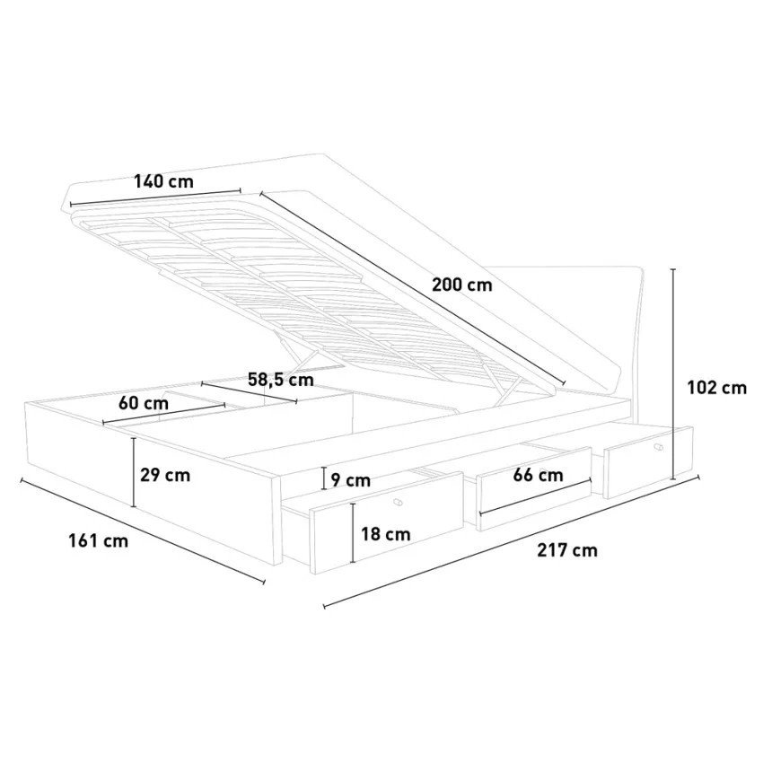 Lit coffre 160x200 cm Ritrovo avec levage - Casamati