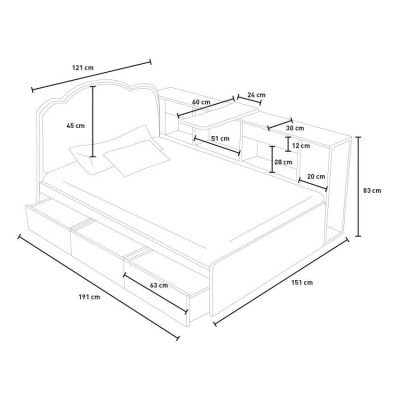 Lit 120x190 robuste avec rangement - Casamati RiparoBlu