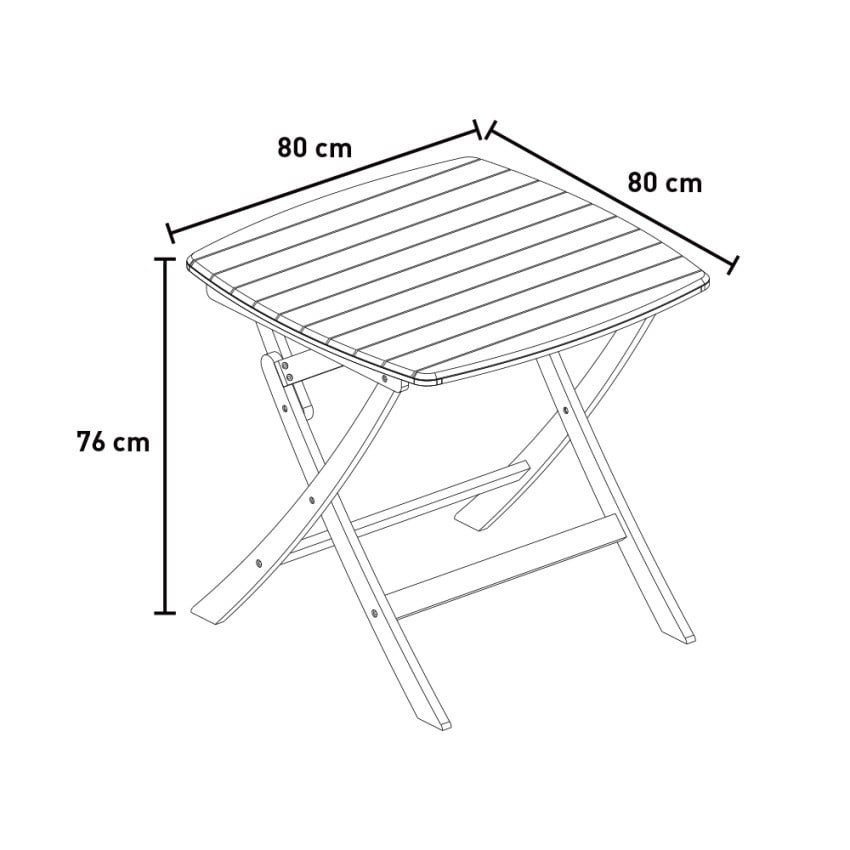 Casamati: Table de jardin pliante 80x80 cm en bois.