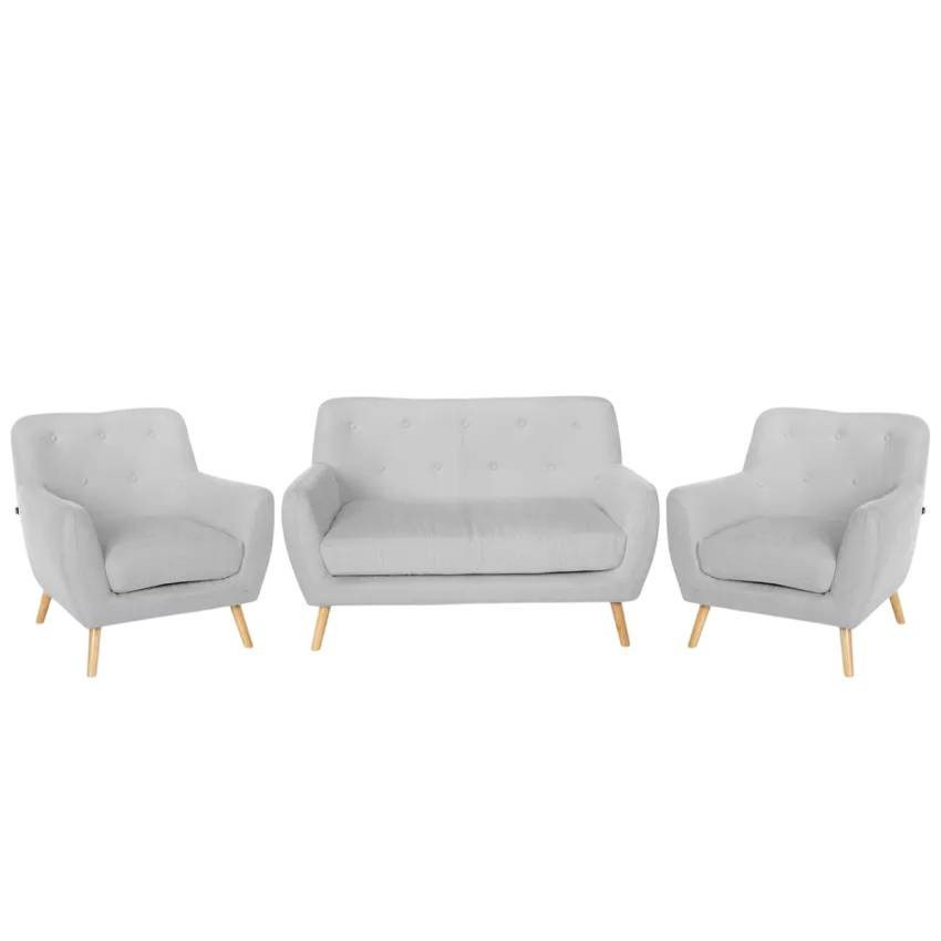 Casamati: Salon Sorbo, confort bois & tissu, 2 fauteuils, canapé.