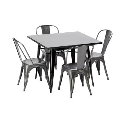 Casamati: Ensemble Madrid, table + 4 chaises industrielles