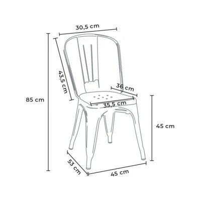 Casamati: Ensemble Madrid, table + 4 chaises industrielles