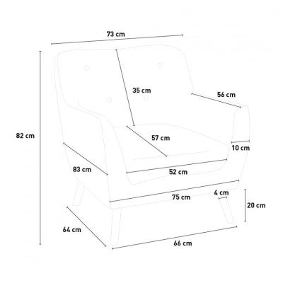 Casamati: Fauteuil nordique design en bois et tissu Asteroide