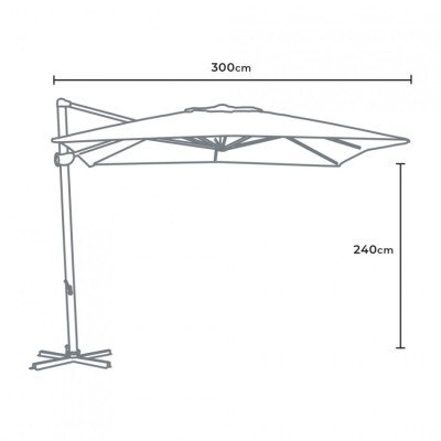 Parasol LED 3x3 blanc Delfino - Casamati