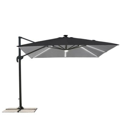 Casamati: Parasol LED 3x3 noir Soleggiato pour jardin.