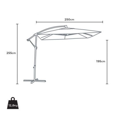 Parasol carré décentré 2,5 m - Casamati Marea