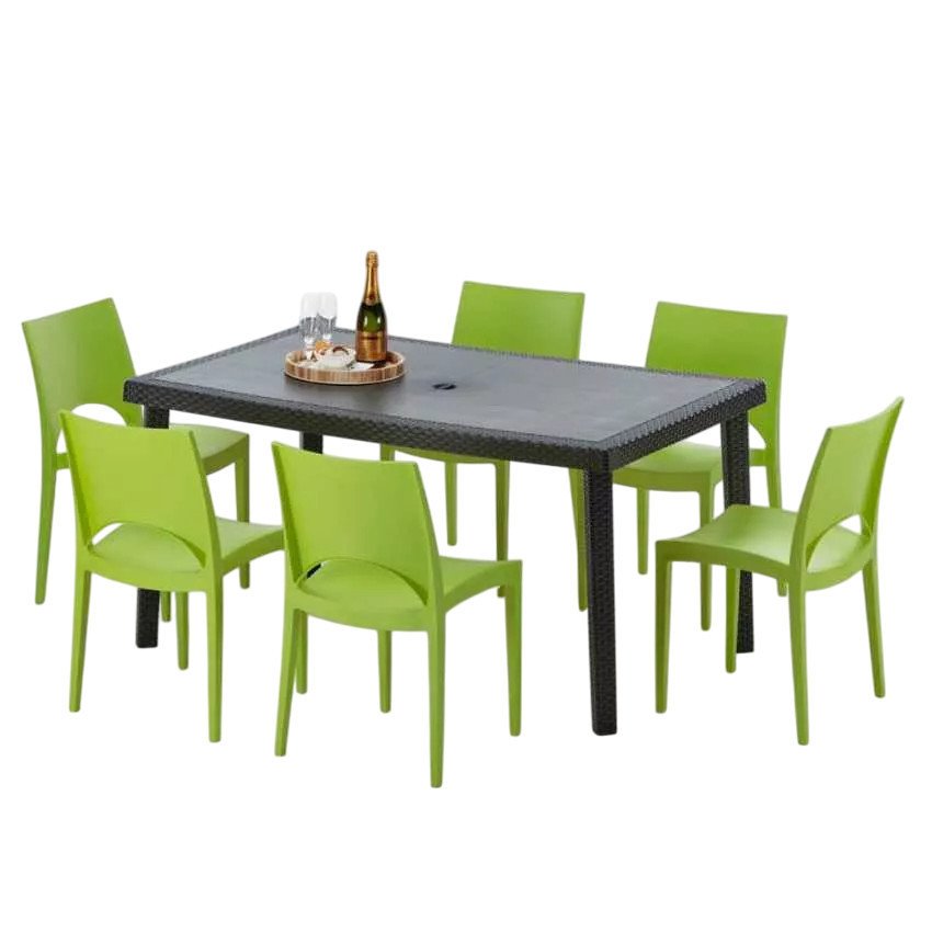 Casamati: Table et 6 chaises Mojito 150x90cm.