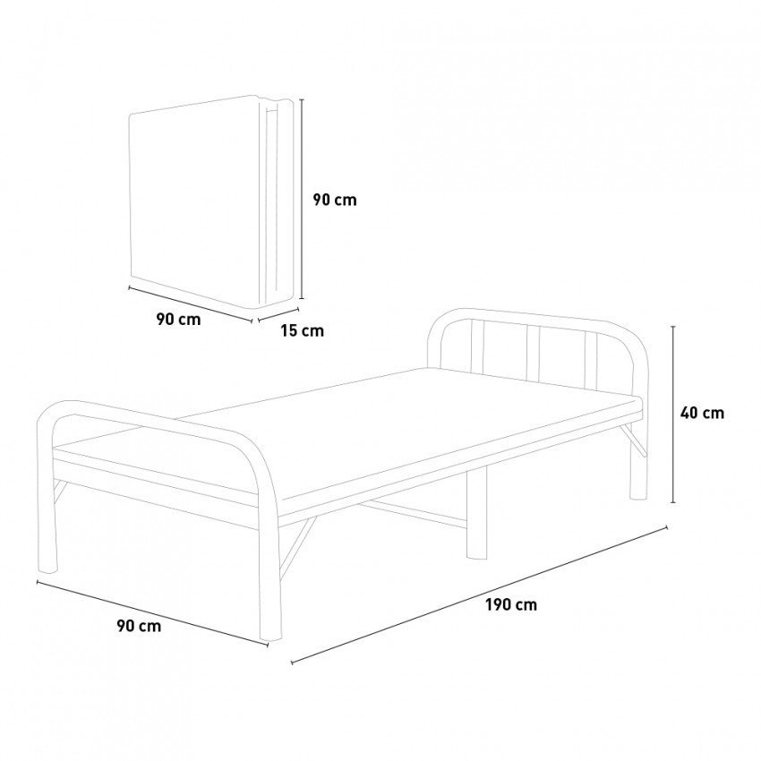 Lit pliant 90x190 Casamati pour salon ou chambre.