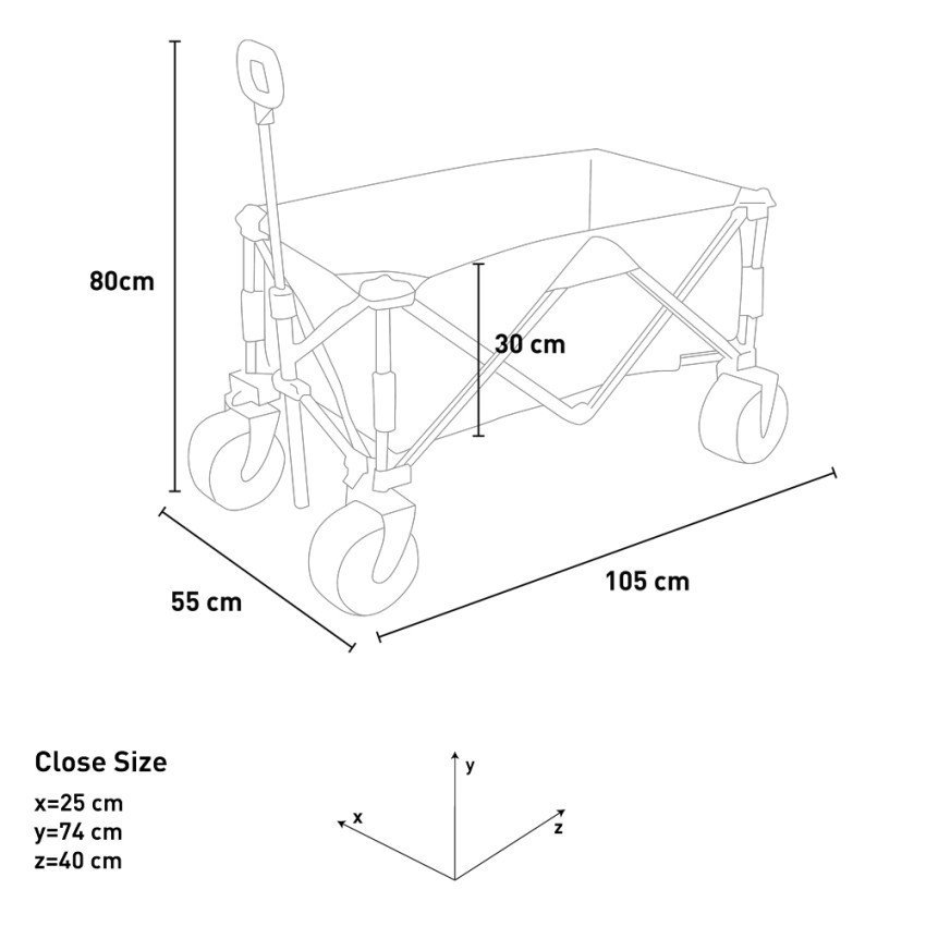 Chariot pliable 100kg Casamati pour plage et jardin.