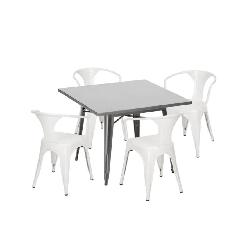Casamati: Ensemble Mimosa 80x80 + 4 chaises pour cuisine.