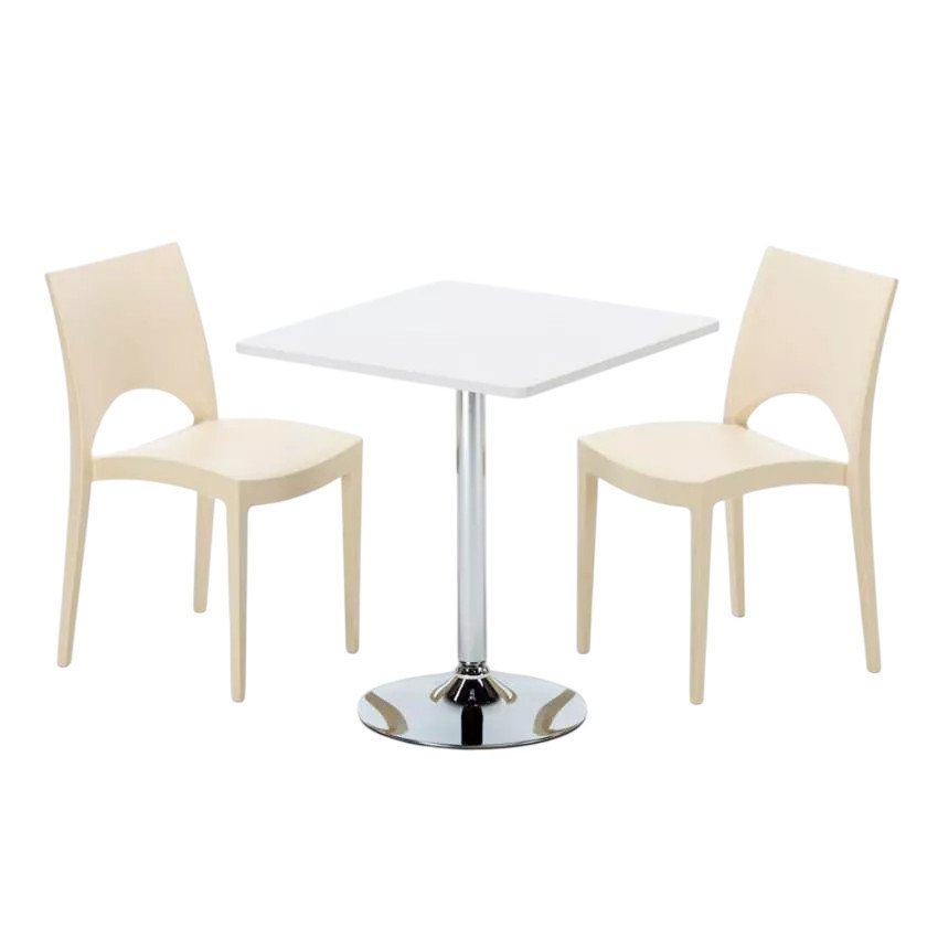 Casamati: Table 70x70cm & 2 chaises Raspberry Collins