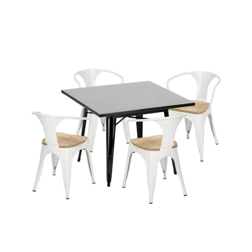 Set Table noir + 4 chaises Kiwi Mojito - Casamati