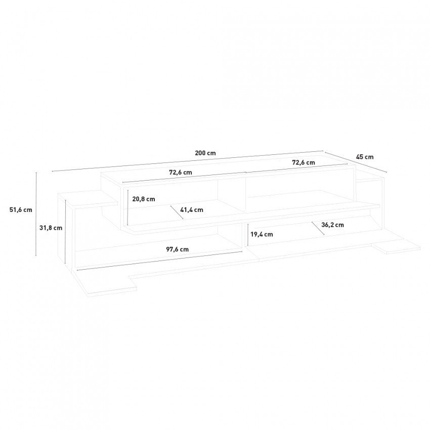 Casamati: Meuble TV Forma, design moderne, 200cm.