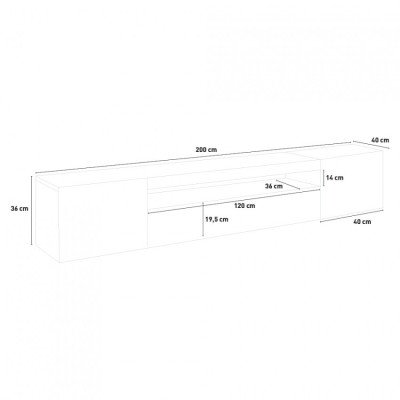 Meuble TV Nova 200cm design par Casamati.