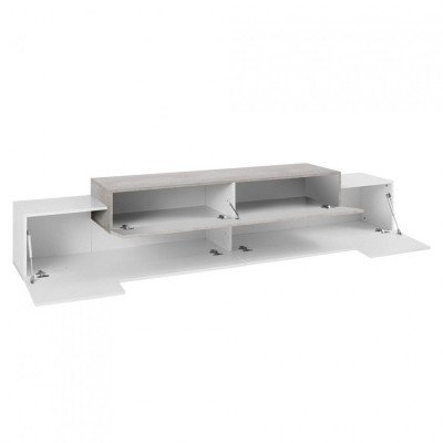 Casamati: Meuble TV design 240cm, blanc/gris, 4 armoires.