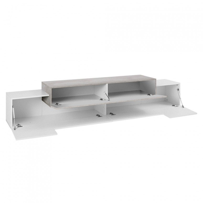 Casamati: Meuble TV design 240cm, blanc/gris, 4 armoires.
