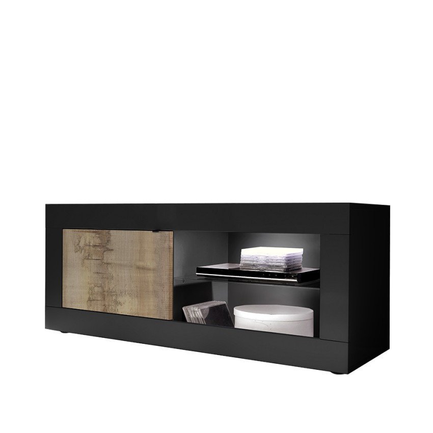 Casamati: Meuble TV industriel Zen en bois noir 140cm