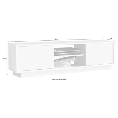 Meuble TV moderne Casamati, blanc laqué, 138cm, 2 portes.