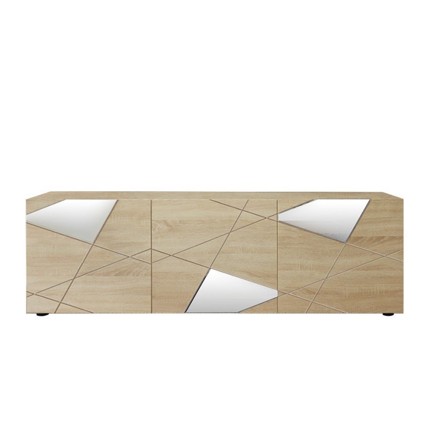 Casamati: Meuble TV chêne, design géométrique Ice.