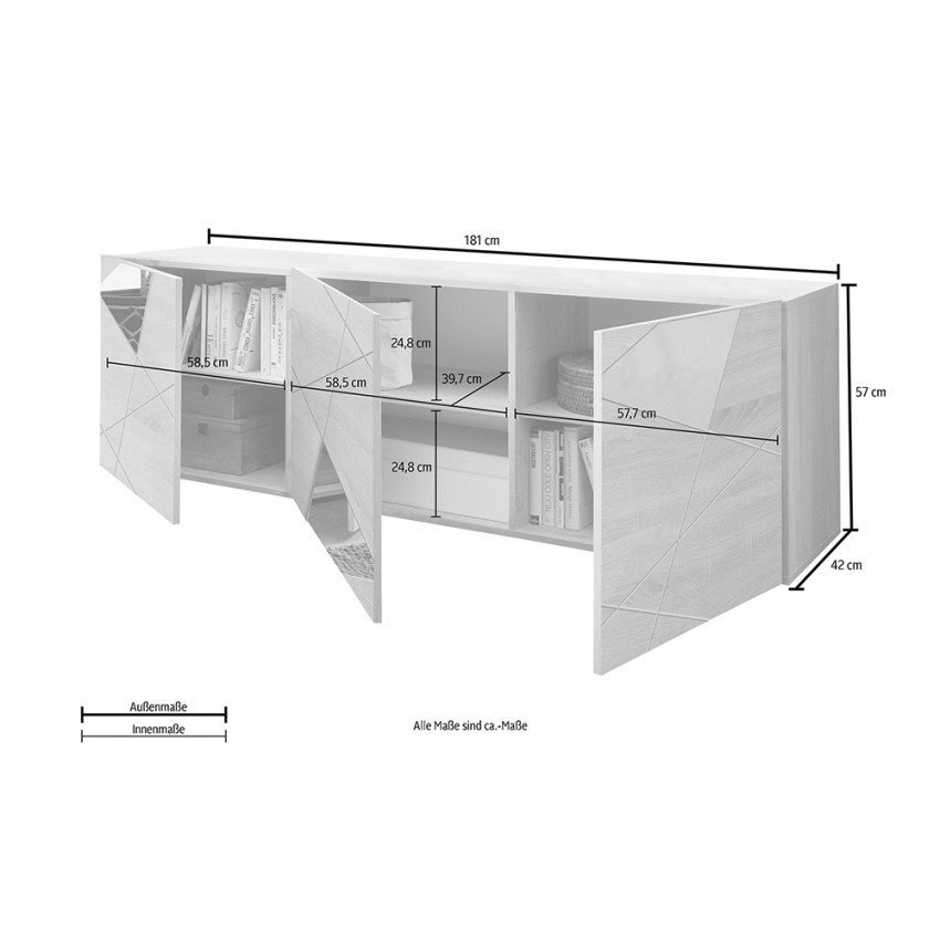 Casamati: Meuble TV chêne, design géométrique Ice.