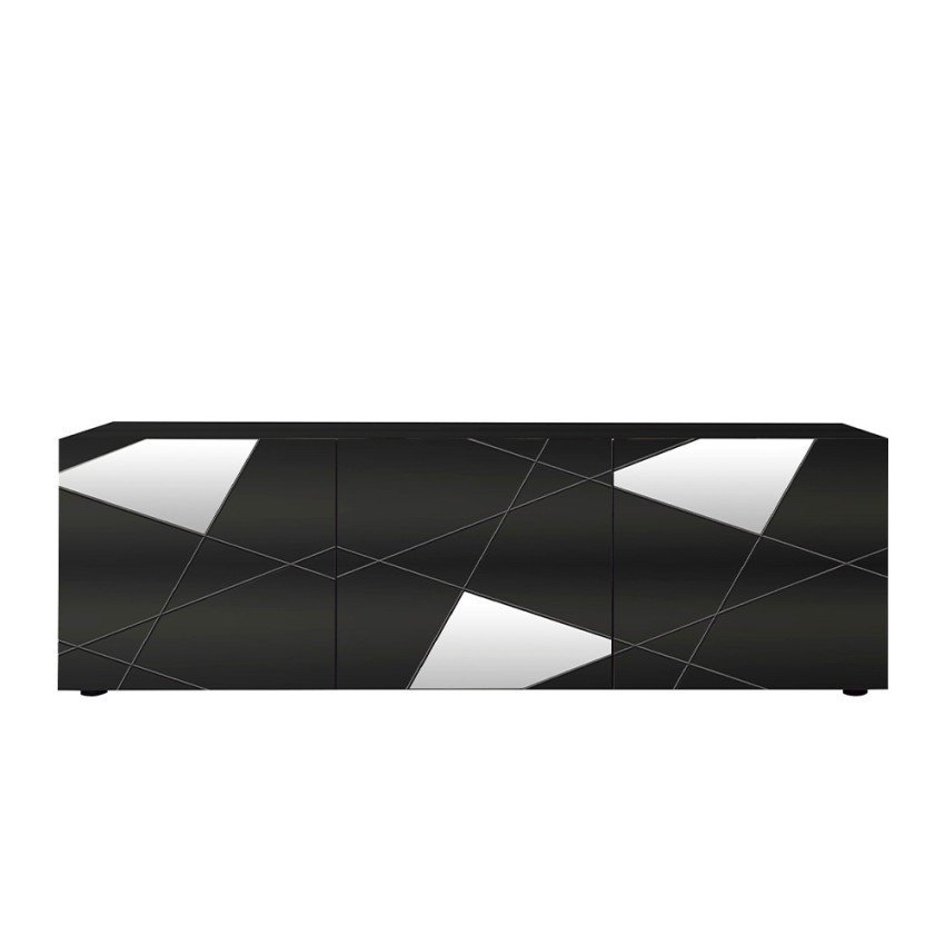 Meuble TV moderne 3 portes gris brillant - Casamati