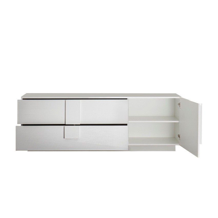 Casamati: Meuble TV Luce blanc brillant, 1 porte, 2 tiroirs.