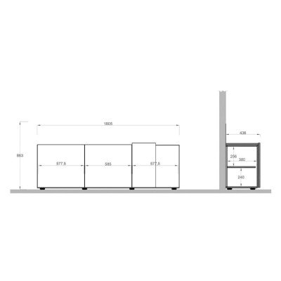 Meuble TV moderne Aura 3 portes - Casamati