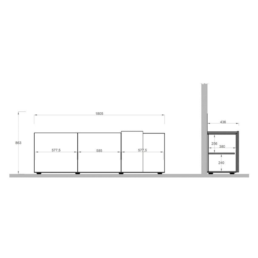 Meuble TV moderne Aura 3 portes - Casamati