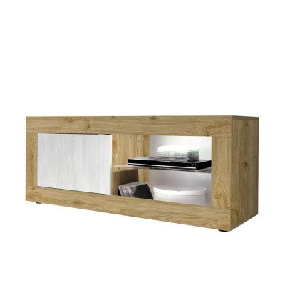 Casamati: Meuble TV Chroma 140x43cm, bois blanc moderne.