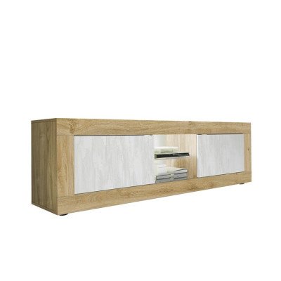 Casamati: Meuble TV moderne Bolt, bois blanc, 180cm.