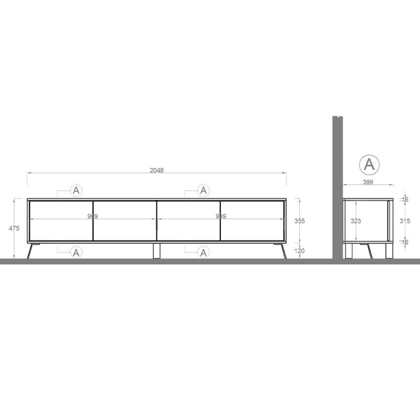 Meuble TV moderne 4 portes Oxide - Casamati