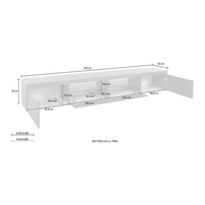 Meuble TV bas Dune, 240x40x35cm, Casamati.